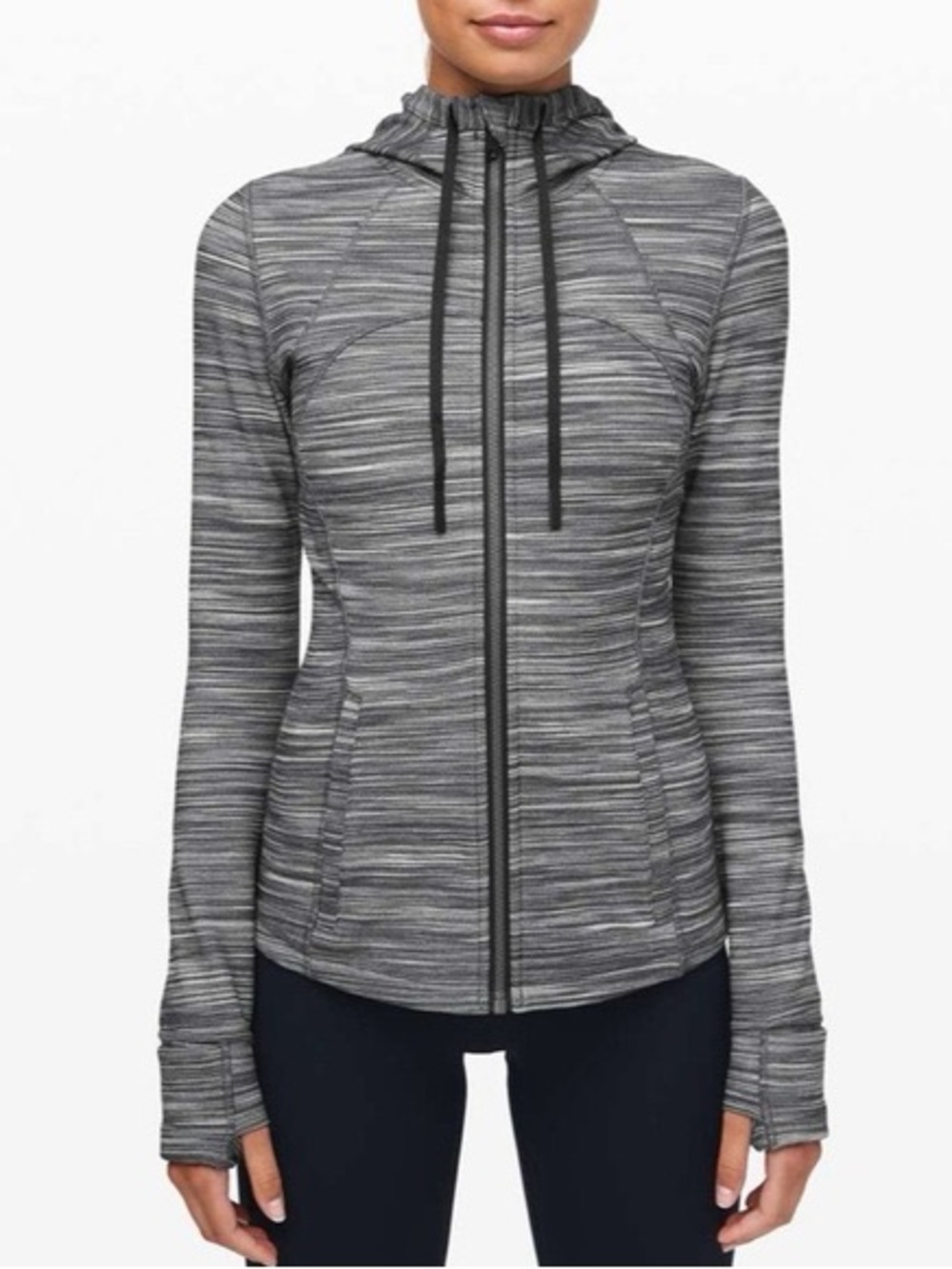 lululemon athletica Gray Striped Full-Zip Hoodie